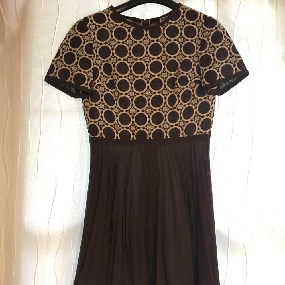 Vintage 60s mod pleated dress embroidered top